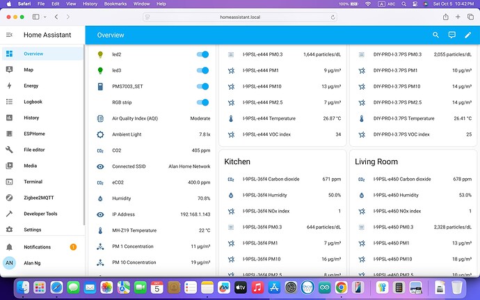 PM values on HomeAssistance dashboard